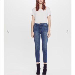 MOTHER high waisted looker ankle fray jean